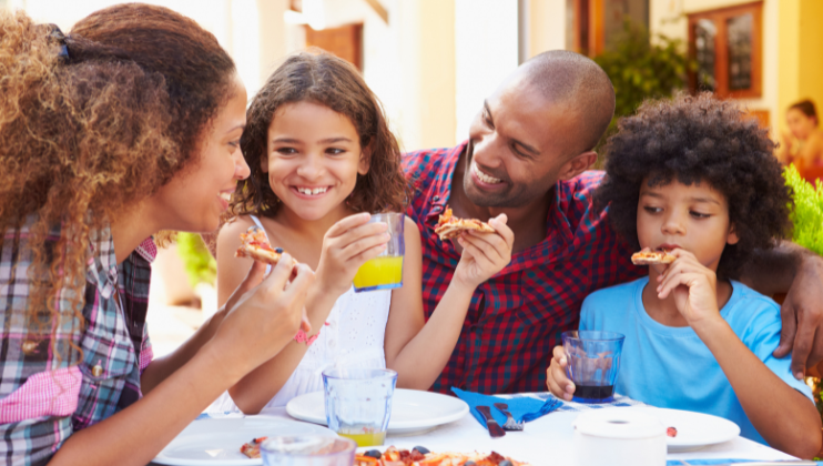 Family eating out together