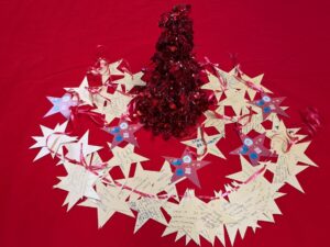 Christmas stars sent by supporters with messages of support